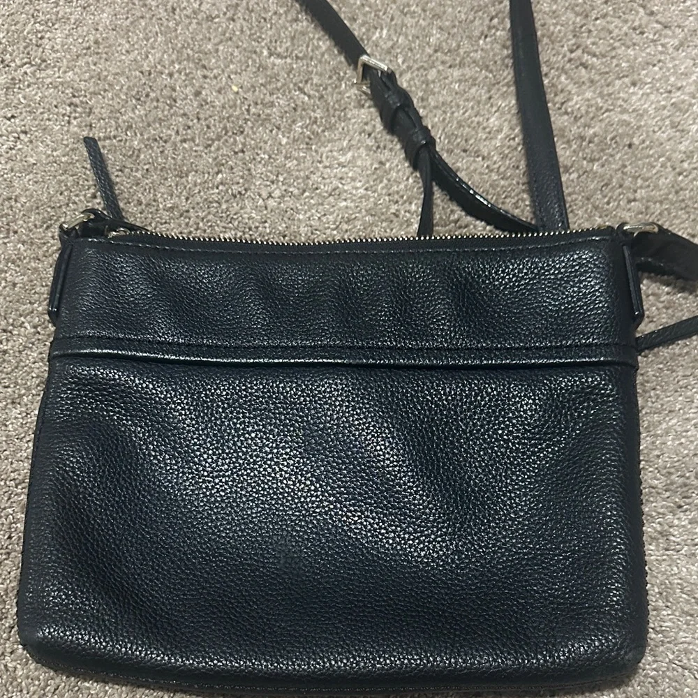 kate spade Black Pebbled Leather Crossbody with Gold Hardware
